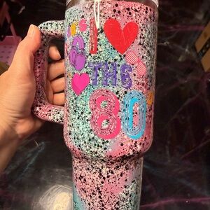 Sold Love the 80s Glitter Speckle Travel Tumbler Handmade